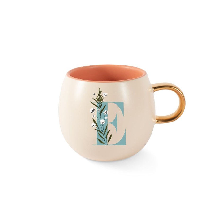 Products Fringe Studio | Dm Monogram Floral "E" Round Mug