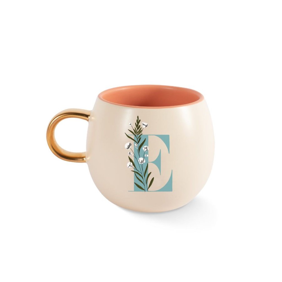 Products Fringe Studio | Dm Monogram Floral "E" Round Mug