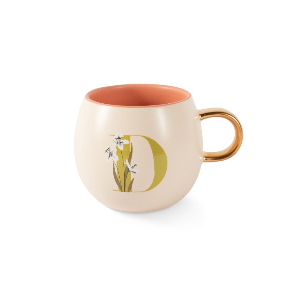 Products Fringe Studio | Dm Monogram Floral "D" Round Mug