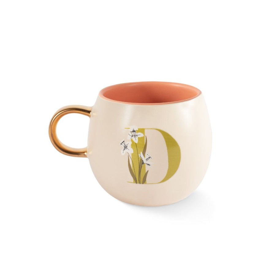 Products Fringe Studio | Dm Monogram Floral "D" Round Mug