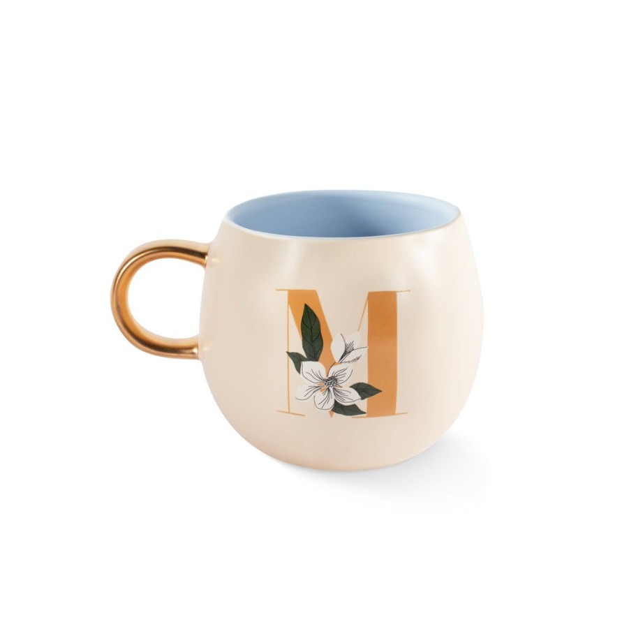 Products Fringe Studio | Dm Monogram Floral "M" Round Mug