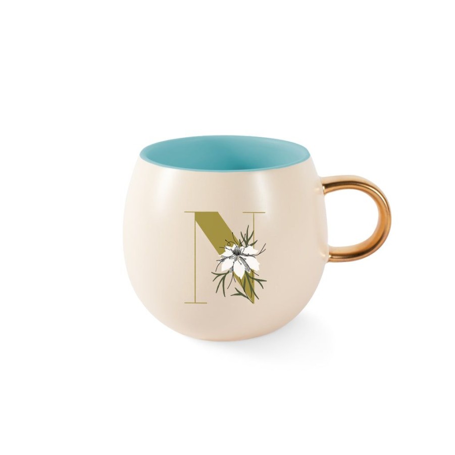 Products Fringe Studio | Dm Monogram Floral "N" Round Mug