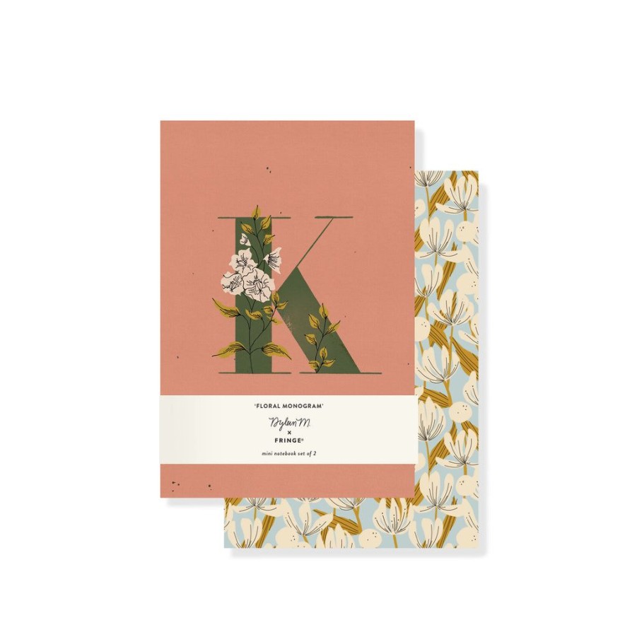 Products Fringe Studio | Dm Monogram Floral "K" Mini Journal Set