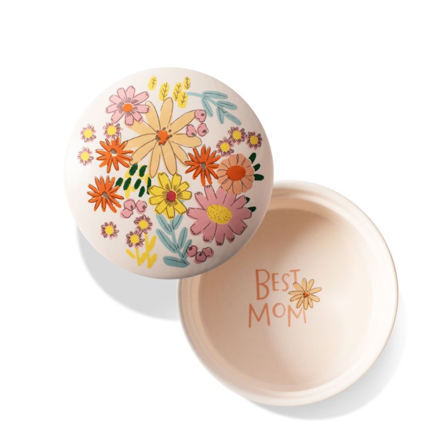 Products Fringe Studio | Best Mom Floral Round Trinket Box