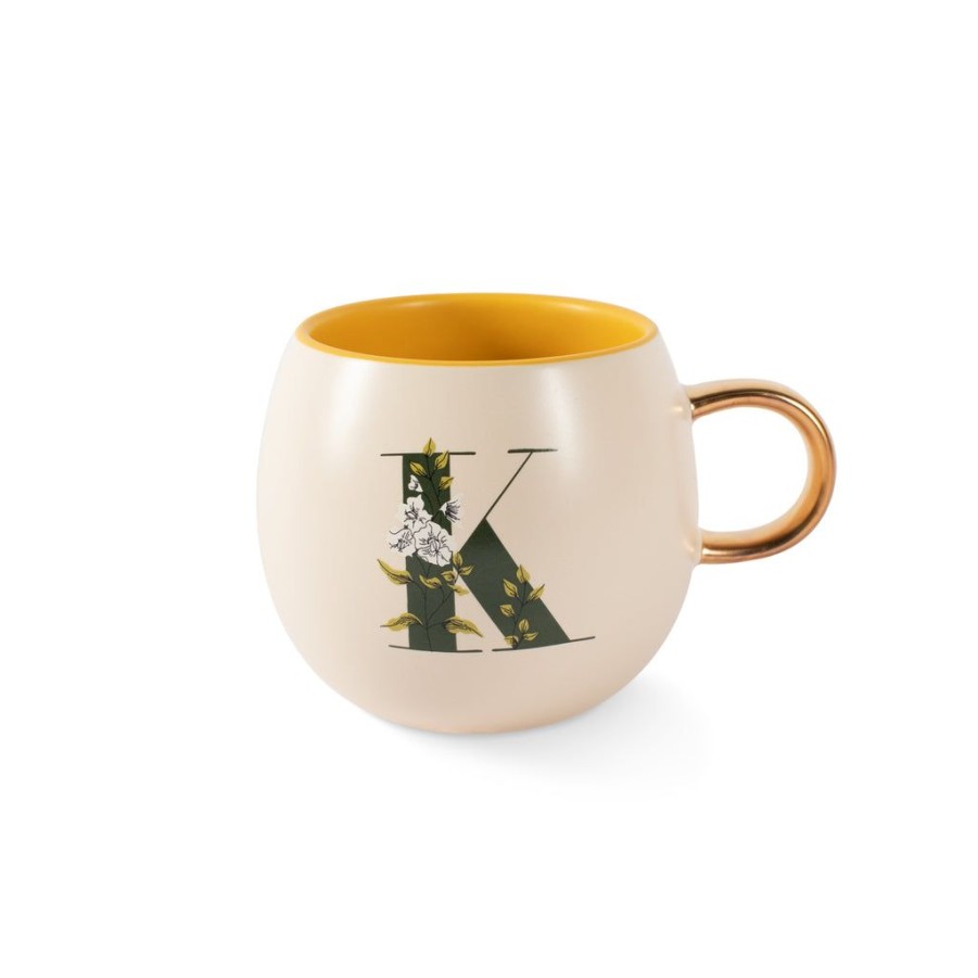 Products Fringe Studio | Dm Monogram Floral "K" Round Mug