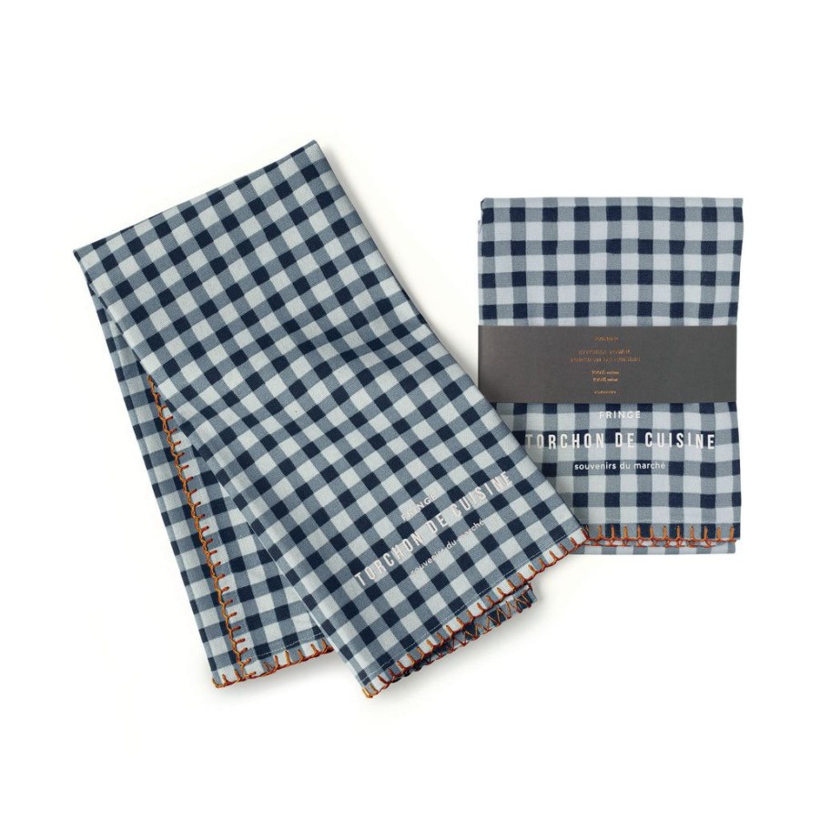 Products Fringe Studio | Memento Gingham Blue Tea Towel