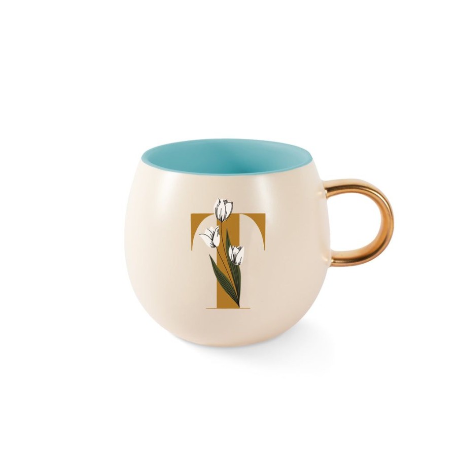 Products Fringe Studio | Dm Monogram Floral "T" Round Mug