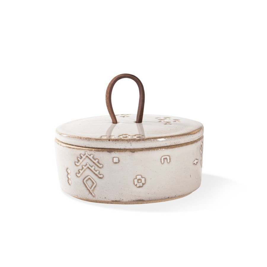 Products Fringe Studio | Marks White Artisan Oval Trinket Box