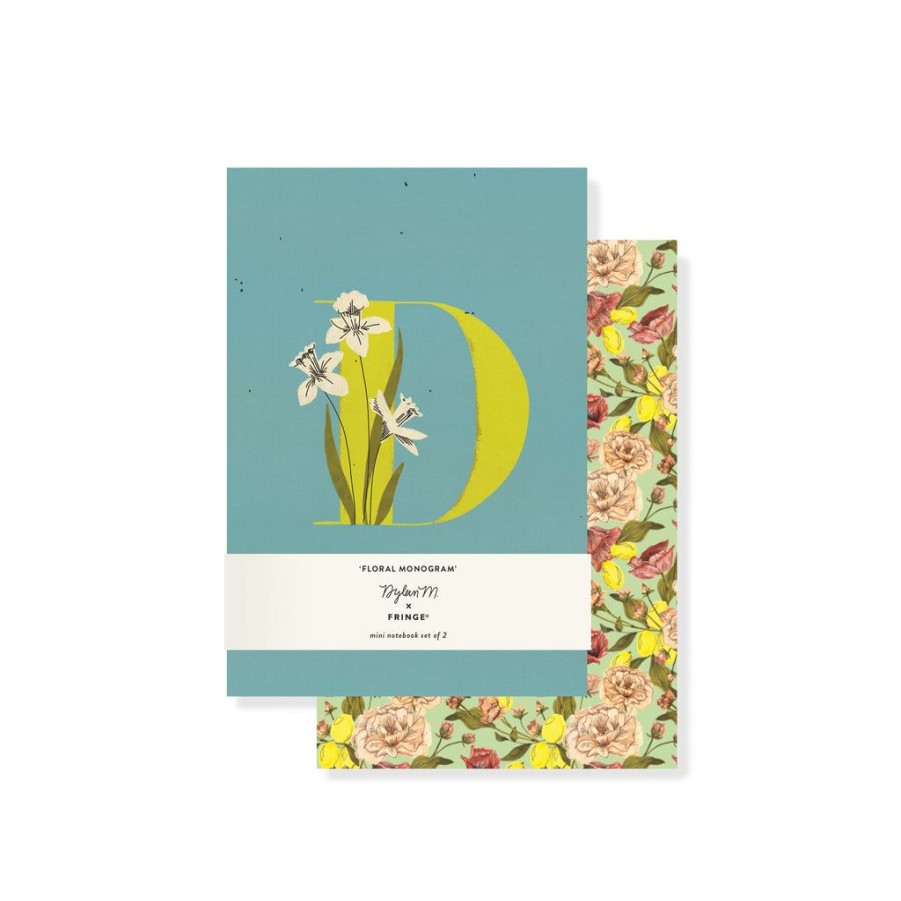 Products Fringe Studio | Dm Monogram Floral "D" Mini Journal Set